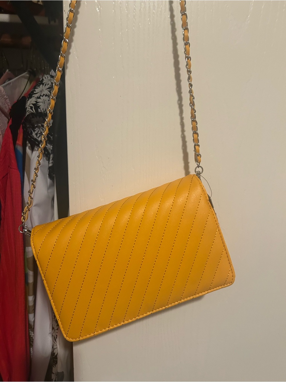 Yellow Quilted Chain Strap Crossbody Bag - Chic Everyday
